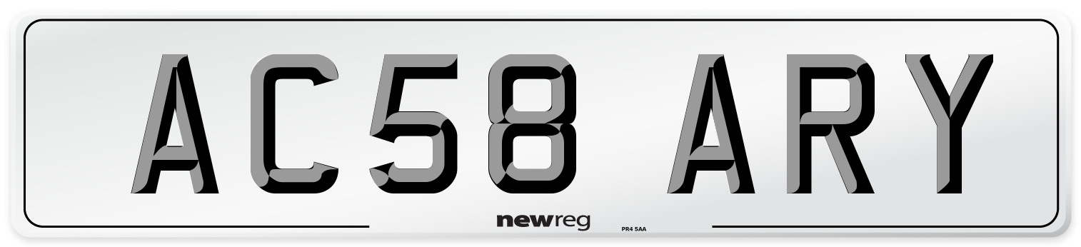 AC58 ARY Number Plate from New Reg
